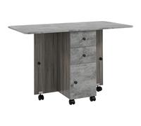 Table Pliable 4 Personnes - Rangements - Aspect Bois Béton Ciré Gris Gris