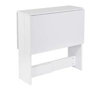 Table pliable Ailes en Panneaux Melaminés - Blanc Pur avec 2 Étagères intégrées