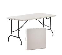 Table pliable avec poignée intégrée et pieds en acier, design portable robuste pour fêtes, dîners, événements et utilisation en extérieur