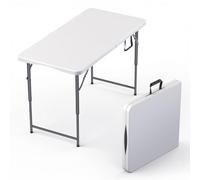 Table pliable de 1,2 m réglable en hauteur avec poignée intégrée, pieds en acier | Robuste et portable | Parfaite pour les fêtes, les dîners, les mariages, les événements, les pique-niques à