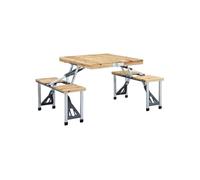 vidaXL Table pliable de camping avec 4 sièges, acier et aluminium