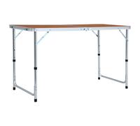 Table pliable de camping - vidaXL - Aluminium - 120x60 cm - Hauteur ajustable - Capacité 30-50 kg