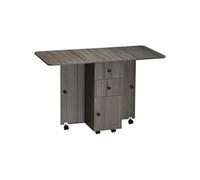 HomCom Table de cuisine pliante 2 plateaux rabattables 2 tiroirs 1 placard 1 étagère Gris foncé