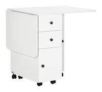 Table Pliable De Cuisine Salle À Manger - 2 Tiroirs, Placard, Niche - Panneaux Aspect Bois Blanc Blanc