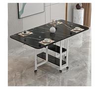 Table Pliable De Cuisine Salle À Manger, Table À Manger Pliante Mobile Sur Roulettes, Table Console Pliable 2-6 Personnes, Pour Petits Espaces Avec 2 Etagères De Rangement, Pour Salle À Manger ( Color
