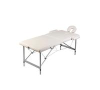 Table pliable de massage Blanc crème 2 zones cadre en aluminium