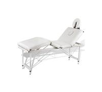 Table pliable de massage Blanc crème 4 zones au cadre aluminium