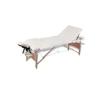 Table pliable de massage Crème 3 zones avec cadre en bois
