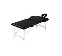 Table pliable de massage Noir 2 zones avec cadre en aluminium