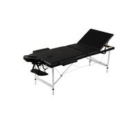 Table pliable de massage Noir 3 zones avec cadre en aluminium