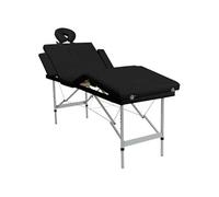 vidaXL Table pliable de massage Noir 4 zones avec cadre en aluminium