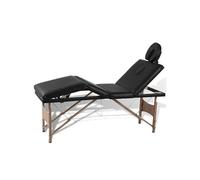 Table pliable de massage Noir 4 zones avec cadre en bois