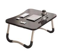 Table pliable pour ordinateur portable - Plateau de lit portable pour manger, écrire et travailler - Canapé robuste avec porte-gobelet (60 x 40 x 28 cm) - Idéal pour lit et canapé (noir)