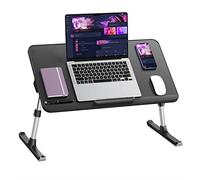 Table Pliable, SAIJI Table de lit, réglable Hauteur Angle, Max 17'' Ordinateur Portable, pour lit canapé (Noir, 60 * 33cm)