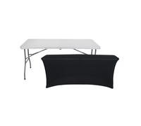 Table pliante 150cm Blanc + Housse Traiteur 7house. Noir