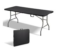 Table pliante 180 x 74 x 74 cm, table pliante d'extérieur avec verrou de sécurité,poignée de transport,table de jardin pliante,Noir