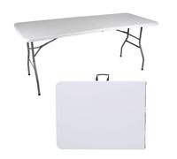 Table Pliante 180x74x74 Cm - Table Pliante Valise Avec Poignée - Table Pliante Extérieure Plastique Rectangulaire - Table Pliante 6 Personnes Jardin - Blanche Blanc