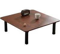 Table pliante, 60/70/80 cm, table basse japonaise carrée/table basse/table à manger/petit bureau, pour chambre à coucher tatami, baie vitrée, salon de thé (taille : 80 x 80 cm, couleur : marron)