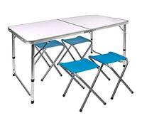 Table Pliante - AKTIVE - 52893 - Réglable en Hauteur - Aluminium Blanc - 4 Personnes