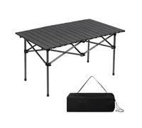 Table Pliante Camping,Plateau de Table en Aluminium,Table Carrée Roll Up Top pour intérieur et extérieur, Portable, légère, pour Voyage, Pique-Nique, Camping(Black,L)