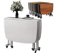 Table pliante compacte avec chaises pour intérieur et extérieur, 100 x 60 cm, blanche, table de salle à manger compacte pour petits espaces, parfaite pour la cuisine et la terrasse