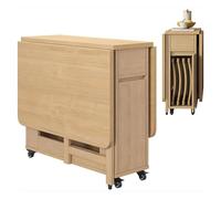 Table Pliante Cuisine avec 4 Chaises, Table Polyvalente sur Roues avec Rangement, Utilisable comme Bureau, Table De Repas Ou Console pour Salon/Cuisine