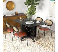 Table pliante cuisine table à manger pliable avec 2 abattants 2 roues avec freins 120 x 80 x 73 cm noir marbré imitation