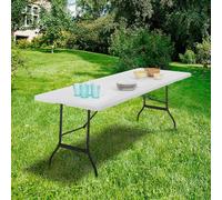 Table Pliante D'appoint Portable 180 Cm Pour Camping Ou Réception Blanc