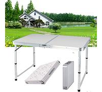 Table pliante de 1,2 m avec cadre en acier robuste, portable, pour événements, traiteur, tréteau, barbecue, buffet, dessus en plastique pliable