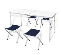 Table Pliante De Camping Hauteur Ajustable Avec 4 Tabourets