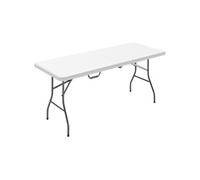Table pliante de camping jardin dim. 180 x 74 x 74 cm avec poignée métal époxy gris HDPE blanc Blanc G