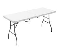 Table pliante de camping jardin dim. 180 x 74 x 74 cm avec poignée métal époxy gris HDPE blanc Blanc G
