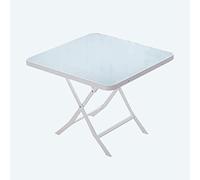 Table pliante d'extérieur polyvalente pour la maison et le camping, plateau en verre, légère et portable, taille 80 x 73 cm, idéale pour les loisirs et les négociations
