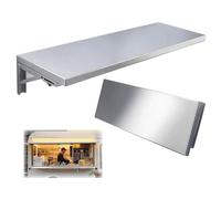 Table Pliante en Acier Inoxydable 24" 48" Étagère de comptoir Rabattable Fixation Murale Bureau Flottant Cuisine/Camion-Restaurant/Buanderie/Douche Abattant (40x25cm/16x1