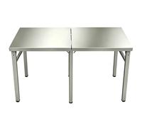 Table pliante en acier inoxydable, établi de table préparation cuisine commerciale comptoir table travail pliable aucun assemblage requis la cuisine à domicile le garage commercial(150x60x75cm)