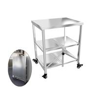 Table pliante en acier inoxydable, étagère de rangement de cuisine mobile, cadre en métal durable, chariot polyvalent pour barbecue et four à pizza pour une utilisation en extérieur et en intérieur