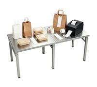 Table pliante en acier inoxydable, îlot de cuisine table préparation commerciale robuste table travail en métal pliable deux, poste travail portable, table salle à manger rectangulaire(120x50x75cm)