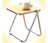 Table pliante en acrylique transparent, table d'appoint portable, petite table basse pour canapé, plateau TV pour collations, mobilier moderne jaune, décoration de salon polyvalente