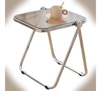 Table pliante en acrylique transparent, table d'appoint portable, petite table basse pour canapé, plateau TV, meuble d'appoint gris pour collations et boissons