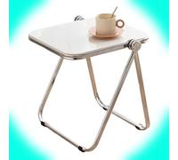 Table pliante en acrylique transparent, table d'appoint portable, petite table de canapé, plateau TV pour collations, table d'appoint blanche polyvalente pour le salon et la maison