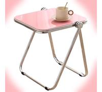 Table pliante en acrylique transparent, table d'appoint portable pour canapé, table basse compacte, plateau TV pour collations, meuble d'appoint rose élégant