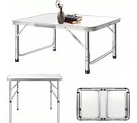 Table pliante en aluminium de 75 cm, portable, réglable en hauteur, pour camping, pique-nique, barbecue, fête, intérieur, extérieur, cuisine, jardin, buffet, salle à manger, avec poignée de transport,