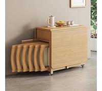 Table pliante en bois avec 6 chaises, design extensible pour économiser de l'espace pour salon et restaurant, dimensions dépliée 140 cm x 80 cm x 74,3 cm, dimensions pliée 80 cm x 44 cm x 74,3 cm