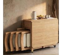 Table pliante en bois avec 6 chaises pour salle à manger, restaurant et salon