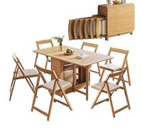 Table pliante en bois avec 6 chaises, table extensible avec tiroirs et armoire de rangement, facile à nettoyer, pour restaurant