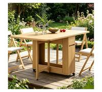 Table Pliante en Bois Massif, Ensemble Table Extensible Et 4 Chaises, avec des Tiroirs Et des Étagères Ouvertes, Table À Manger Pliable avec roulettes, Adaptable À Tous Scénarios(Yellow)