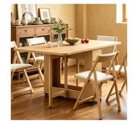 Table Pliante en Bois Massif, Table À Manger Pliable avec roulettes, avec des Tiroirs Et des Étagères Ouvertes, Ensemble Tables Extensible Et 4 Chaises, Adaptable À Tous Scénarios(Yellow)