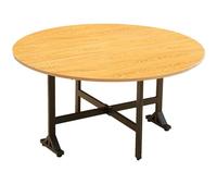 Table Pliante en Bois Ronde, Table À Manger Pliable Intérieure, Table De Carte D'étude pour Camping, Barbecue, Commercial, Banquet, Mariage(140cm Wood Color)