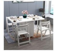 Table pliante et 4 chaises avec roulettes et tiroir, table à manger extensible à abattants, ensemble de table à manger de ferme en bois massif 5 pièces, chaises de table d'îlot de cuisine peu encombra