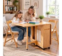 Table Pliante Extensible, 4 Chaises, Tiroir Rangement, Bois | Ensemble Moderne pour Cuisine et Salle à Manger, table avec ailes pliantes idéale pour location